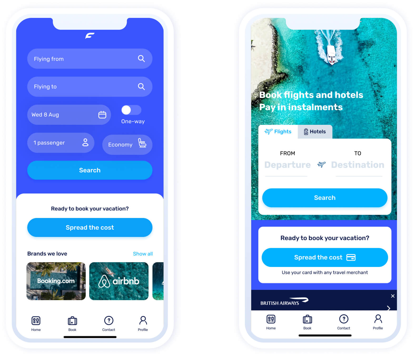 Booking screen